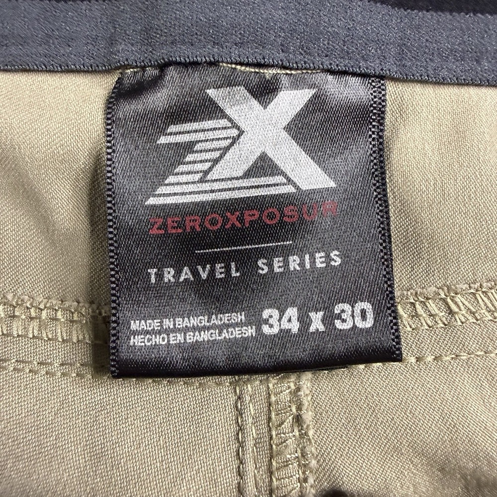 ZeroXposur Travel Series Pants Mens 34x30 Khaki Tan Stretch Cargo Hiking S87040 - Picture 2 of 11